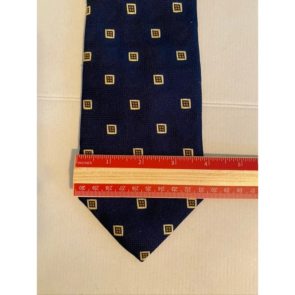 Ippolito Bari Sartoriale Navy Blue Silk Geometric Square Pattern Tie Made Italy